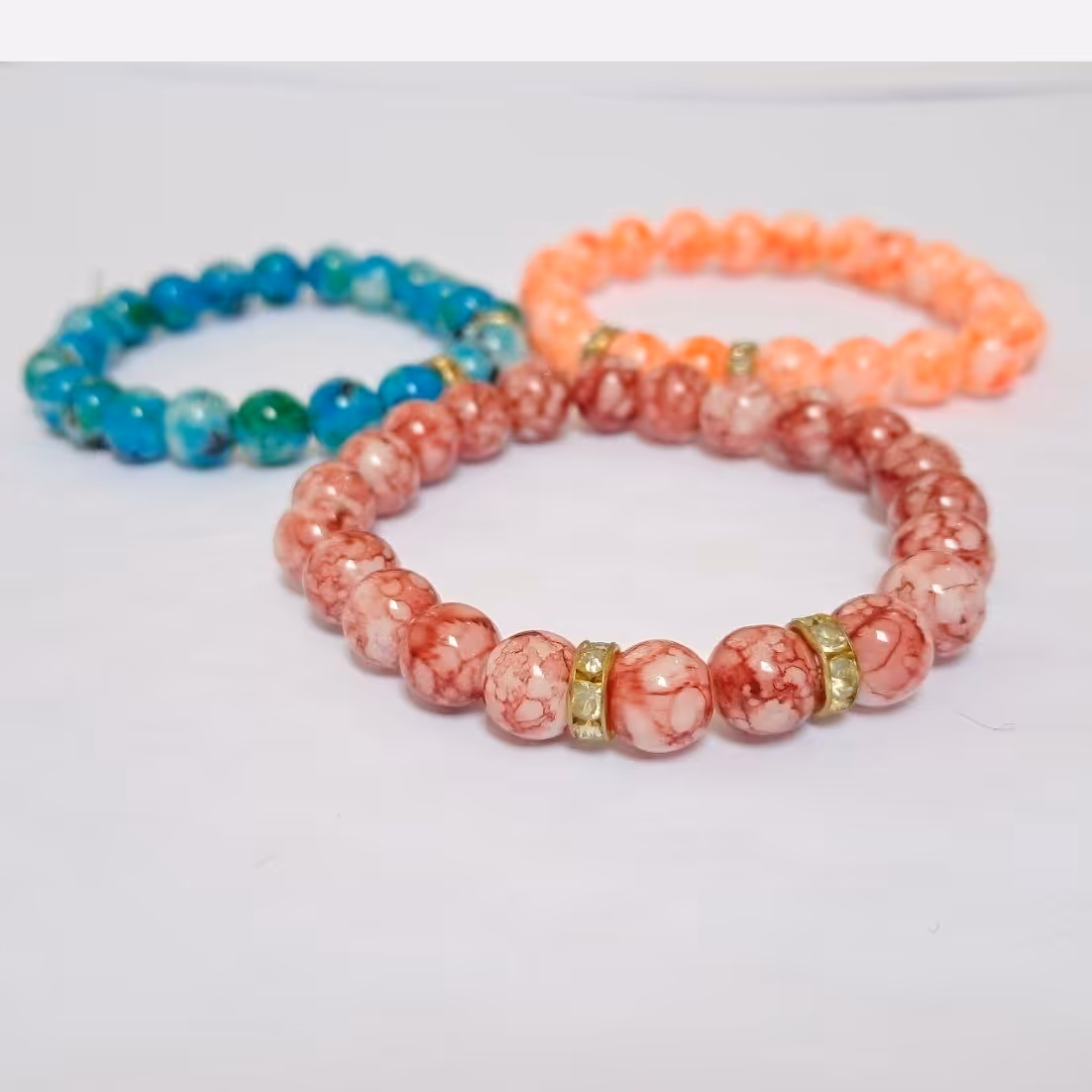 دستبند مهره ای آبرنگی 2 عددی     با پول یه دستبند 2 تا دستبند بخر