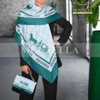 ست کیف مخمل و روسری نخی طرح هرمس سبز برند مونتلا ارسال به سراسر کشور