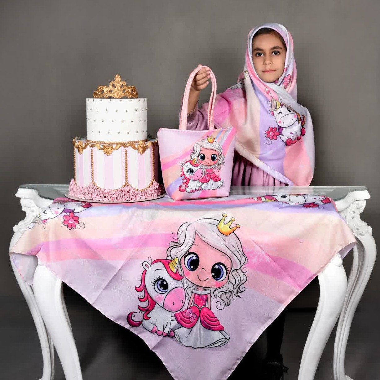 ست کیف و روسری بچه گانه طرح جذاب و فانتزی بابونه