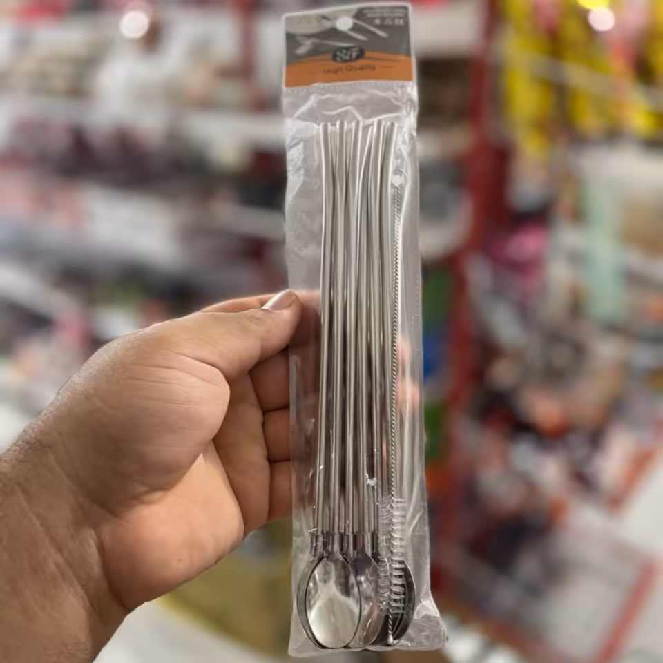 قاشق نی دار استیل 5تایی