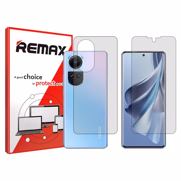 گلس صفحه نمایش و پشت گوشی اوپو Reno10 مدل شفاف برند ریمکس کد SS