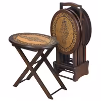 میز عسلی تاشو منبت بیضی کد 11 00مجموعه 4 عددی 