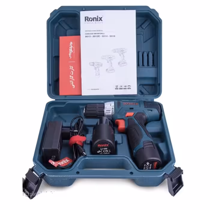 دریل شارژی 8012 دو باطری رونیکس RONIX پیچ بند ترکمتردار  . پیچ گوشتی شارژی ( ارسال رایگان ابزار حسین)