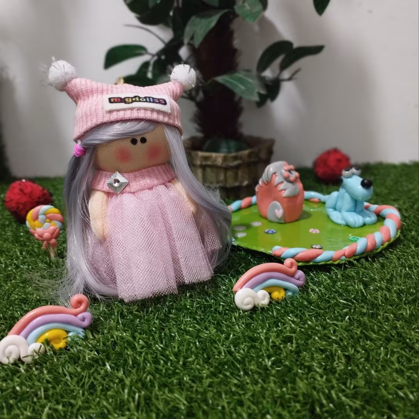 عروسک روسی دختر صورتی(جاکلیدی10سانتی)