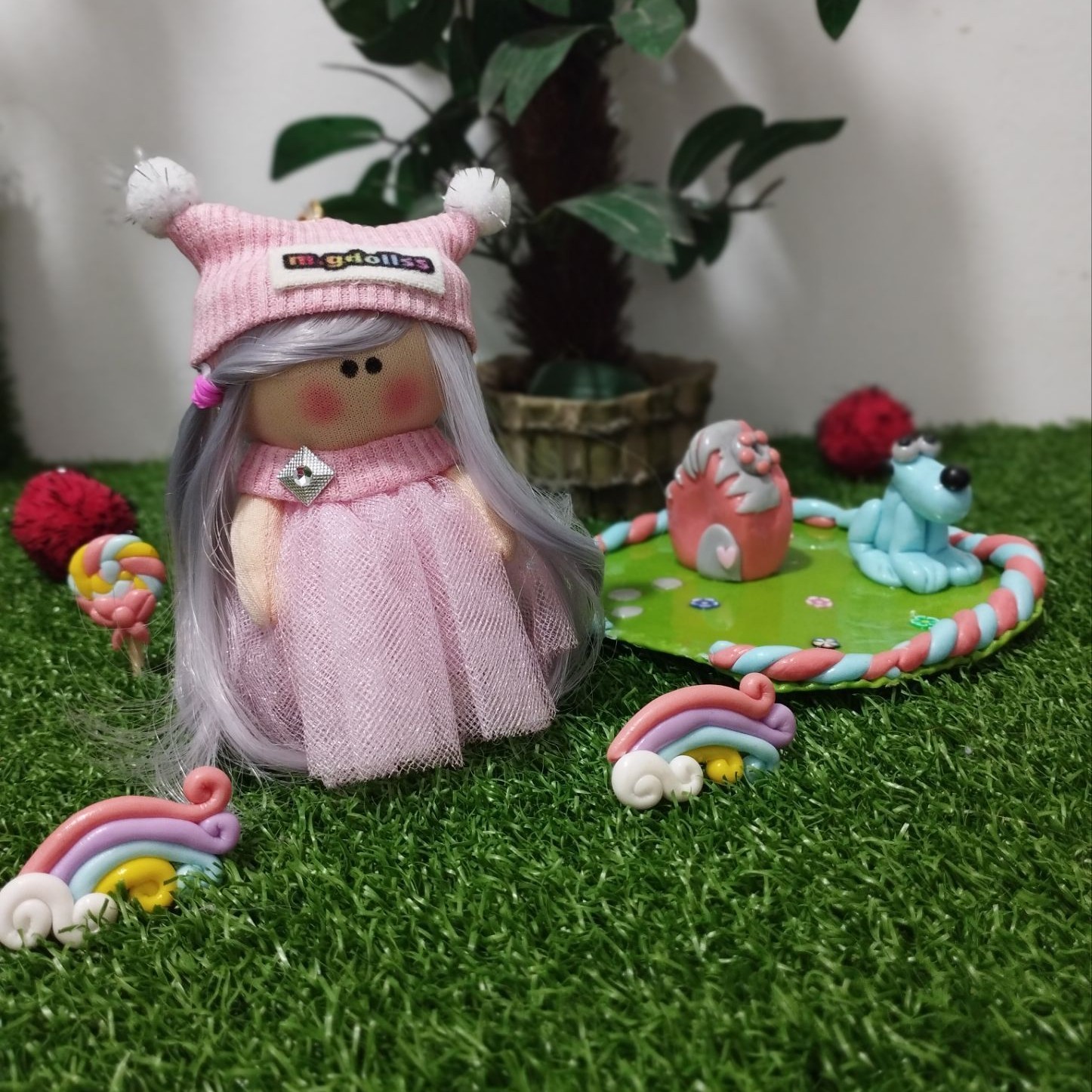 عروسک روسی دختر صورتی(جاکلیدی10سانتی)