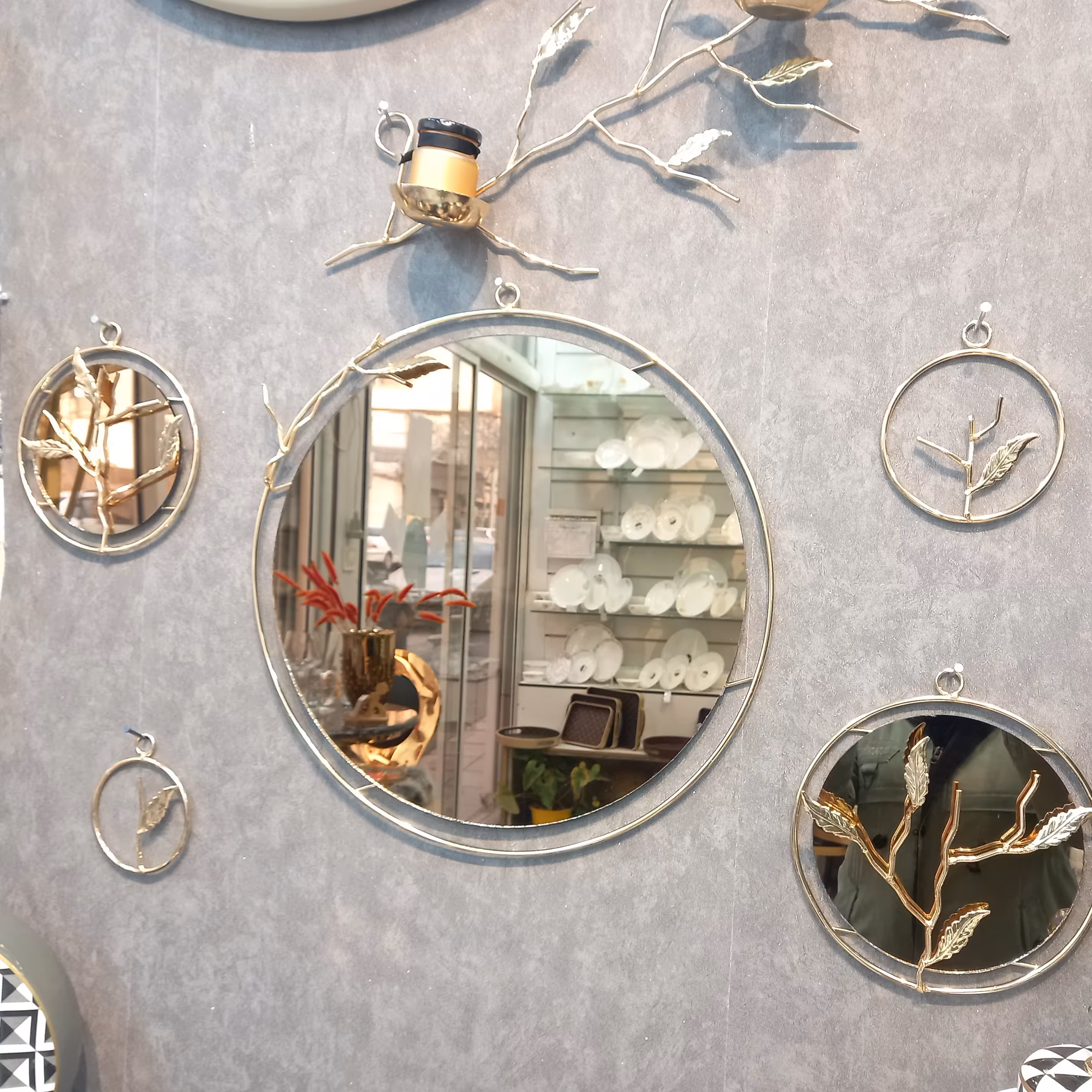 آینه های 5 تکه دکوراتیو شاخه درختی در رنگ طلایی و نقره ای بسیار شیک و زیبا 