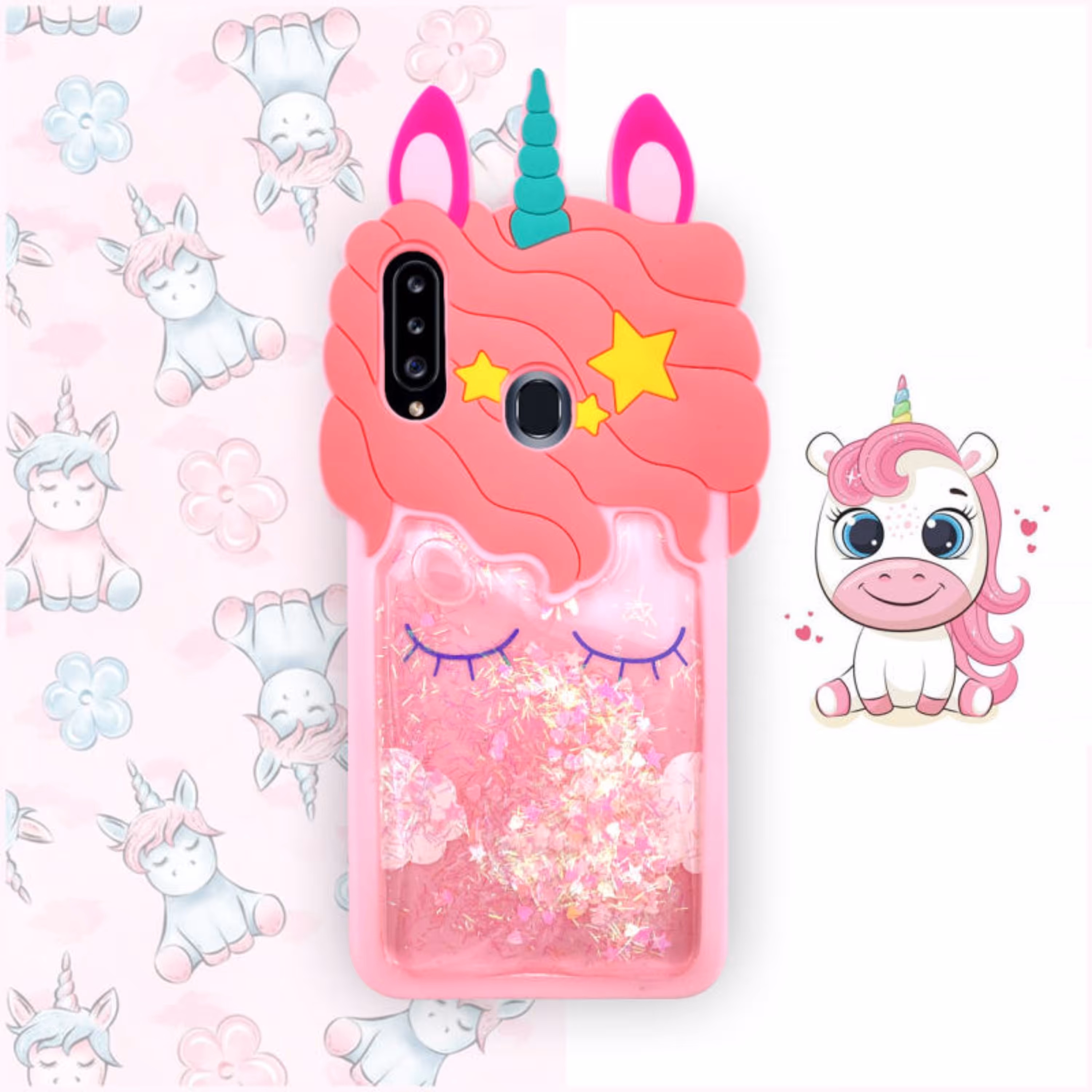 قاب گوشی موبایل سامسونگ A20s فانتزی طرح یونیکورن ( تک شاخ )