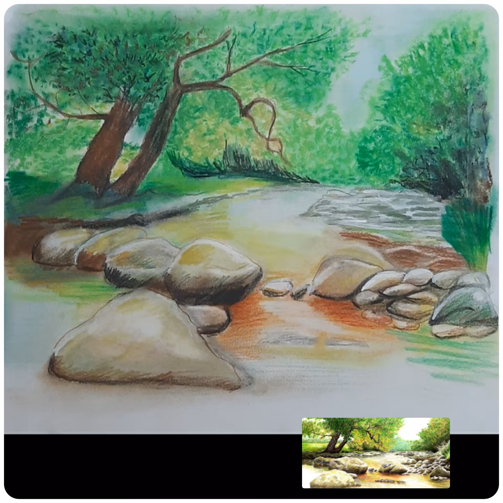 طراحی زیبای طبیعت با مداد رنگی