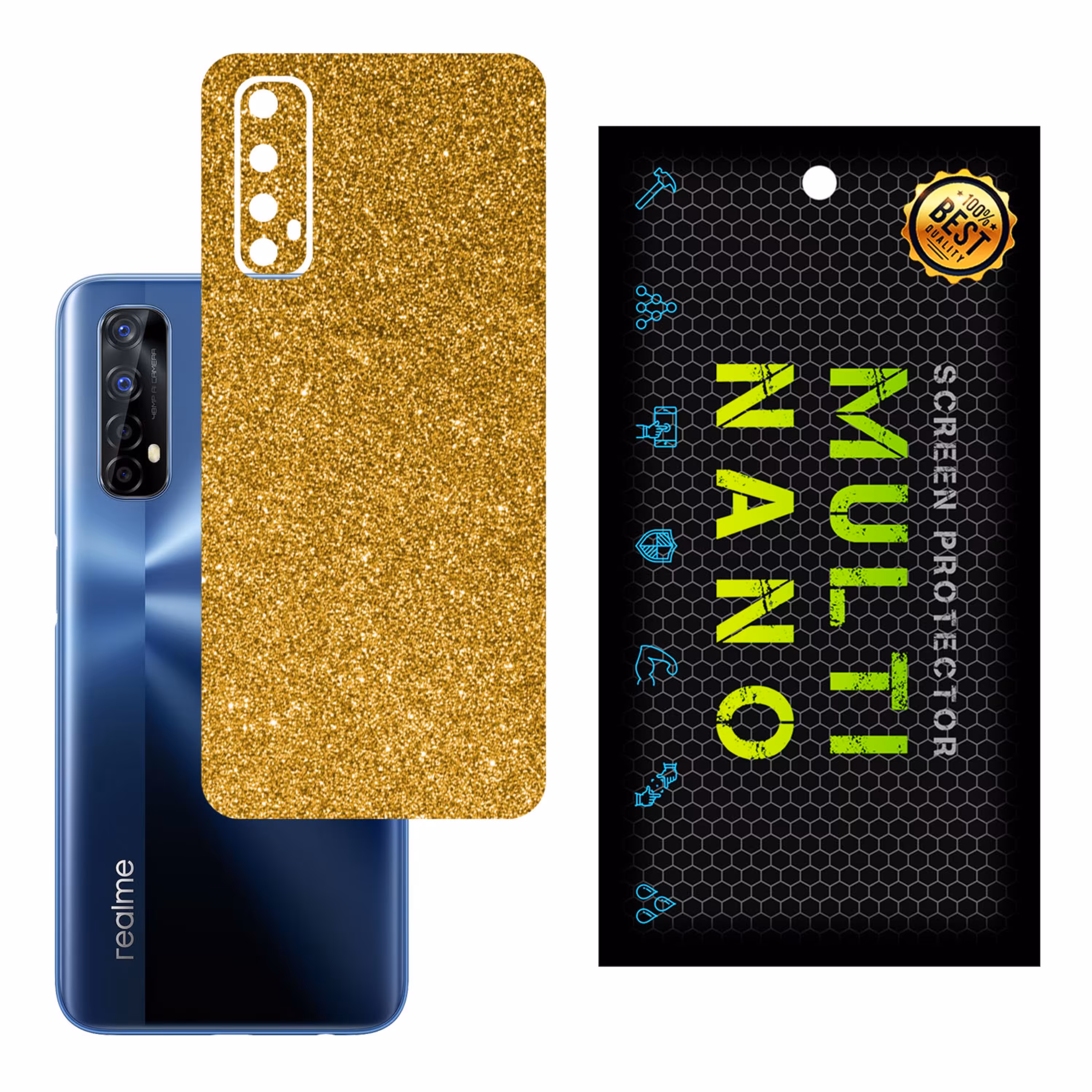 برچسب پوششی MultiNano مدل X-G1F-Gold برای پشت موبایل ریلمی 7 4G