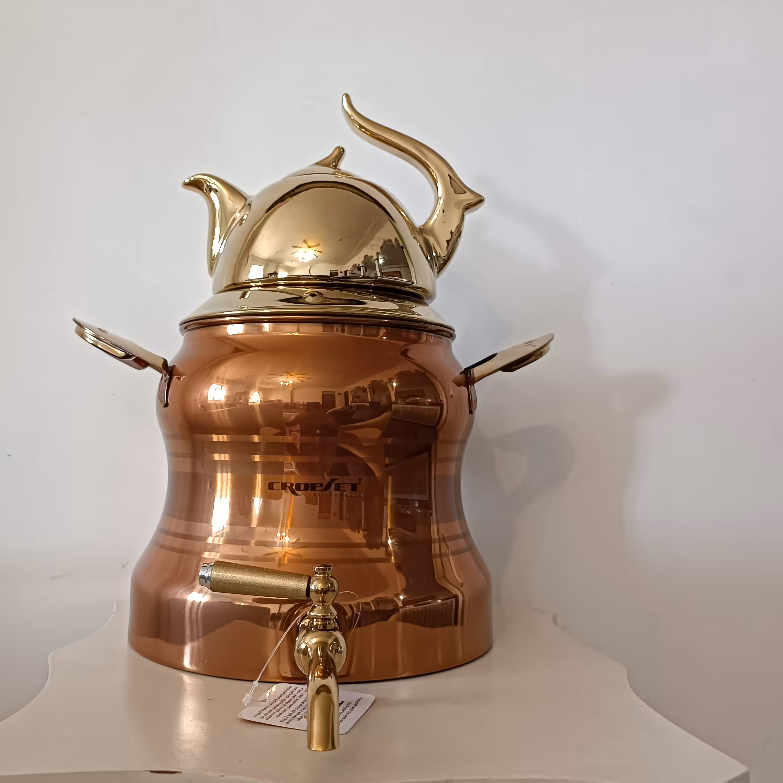 کتری قوری روگازی CROPSET استیل ضدزنگ.  رنگ مسی