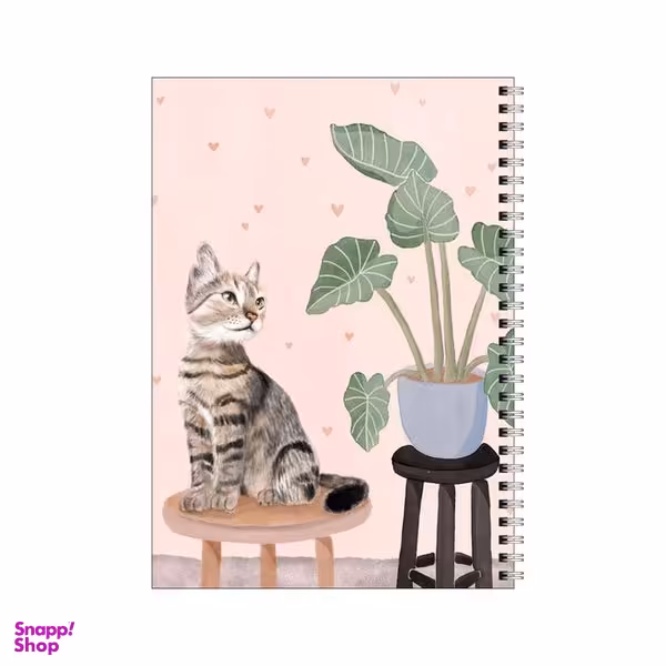 دفتر مشق 100 برگ بامبیلیپ طرح گربه و گلدان کد 6709536