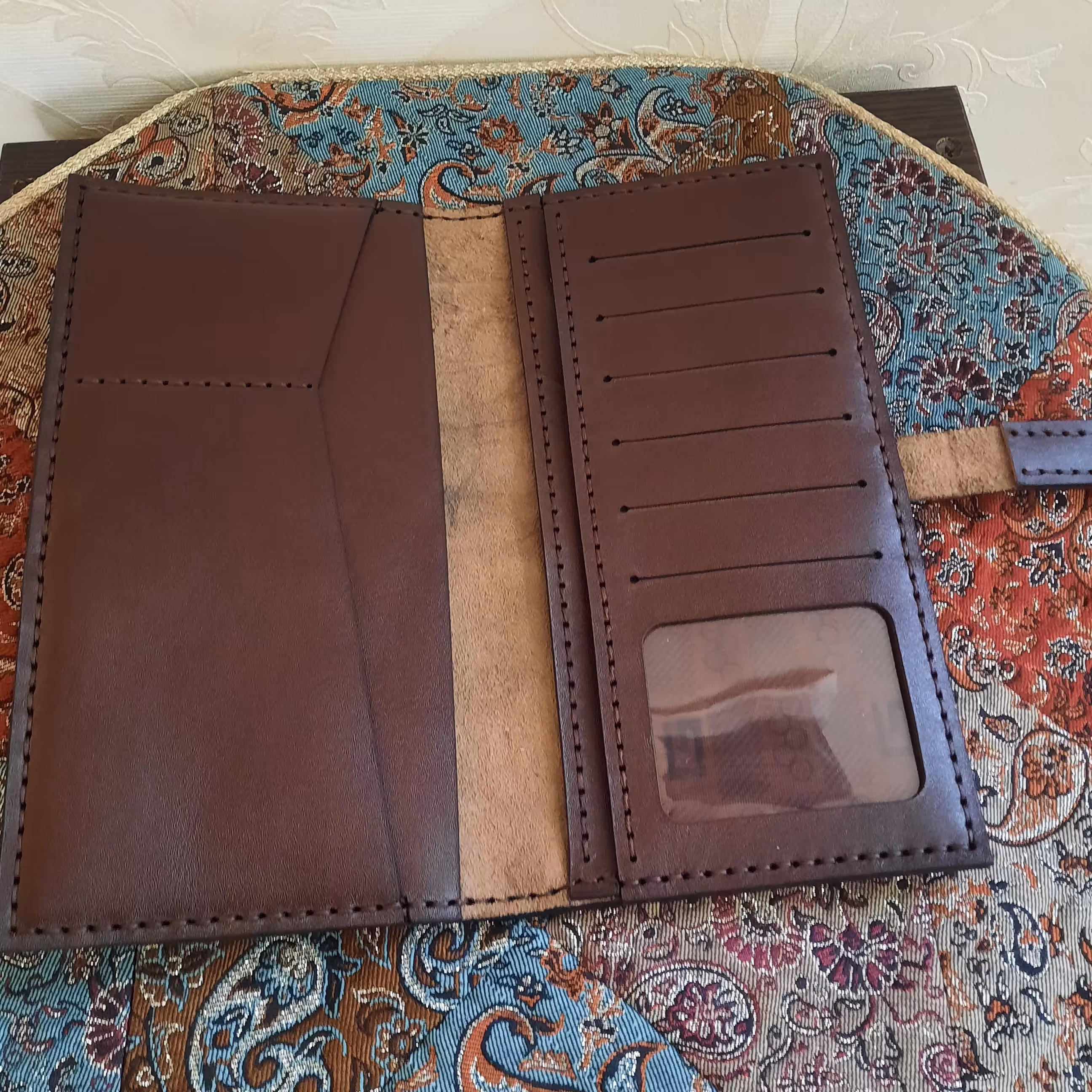 کیف پول چرم گاوی دست دوز کد12