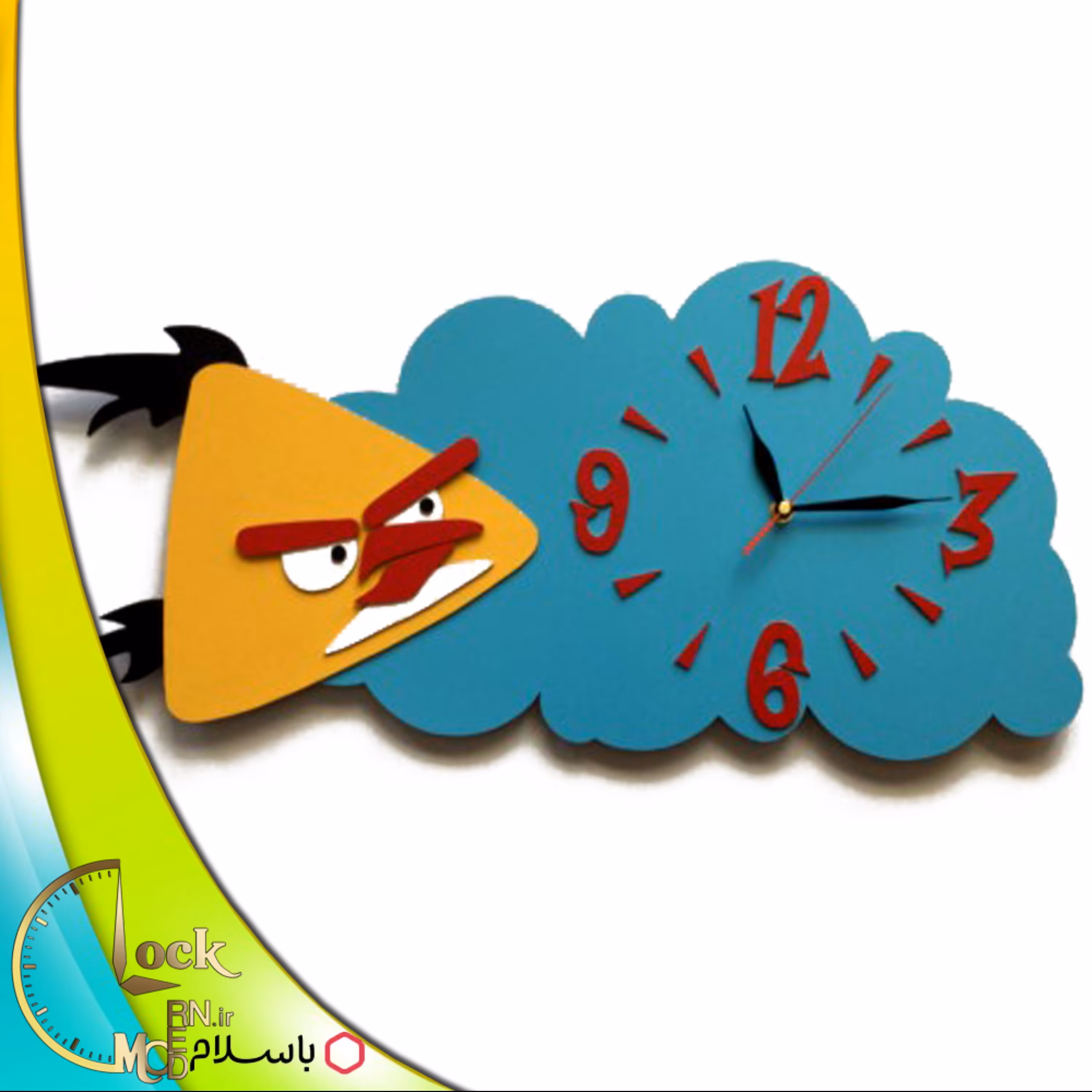 ساعت دیواری پرندگان خشمگین (زرد سرعتی ) کد 508