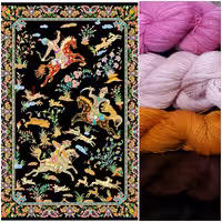 نخ ونقشه فرش دستباف90در120سانتی شکارگاه