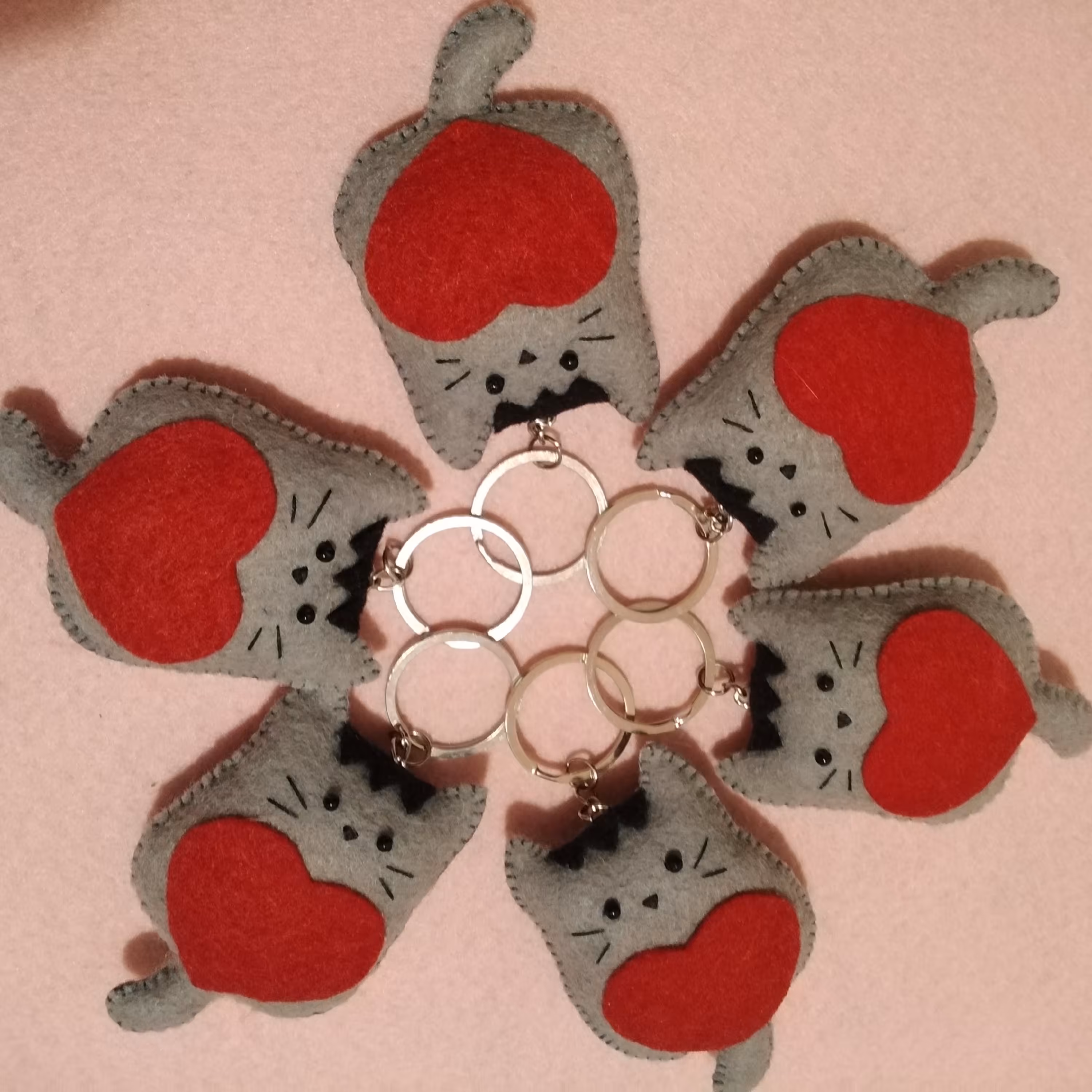 جاکلیدی نمدی گربه مهربون مجموعه 6 عددی