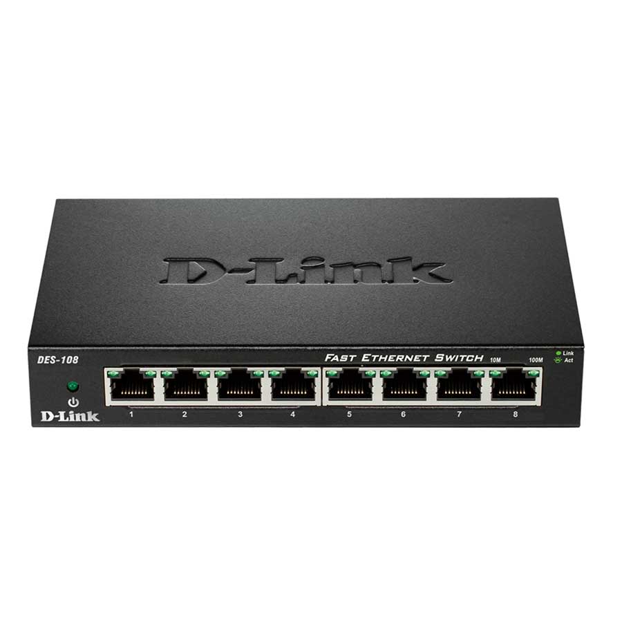 قیمت و خرید سوییچ 8 پورت مگابیت و دسکتاپ دی لینک مدل DES-108 | یاس ارتباط