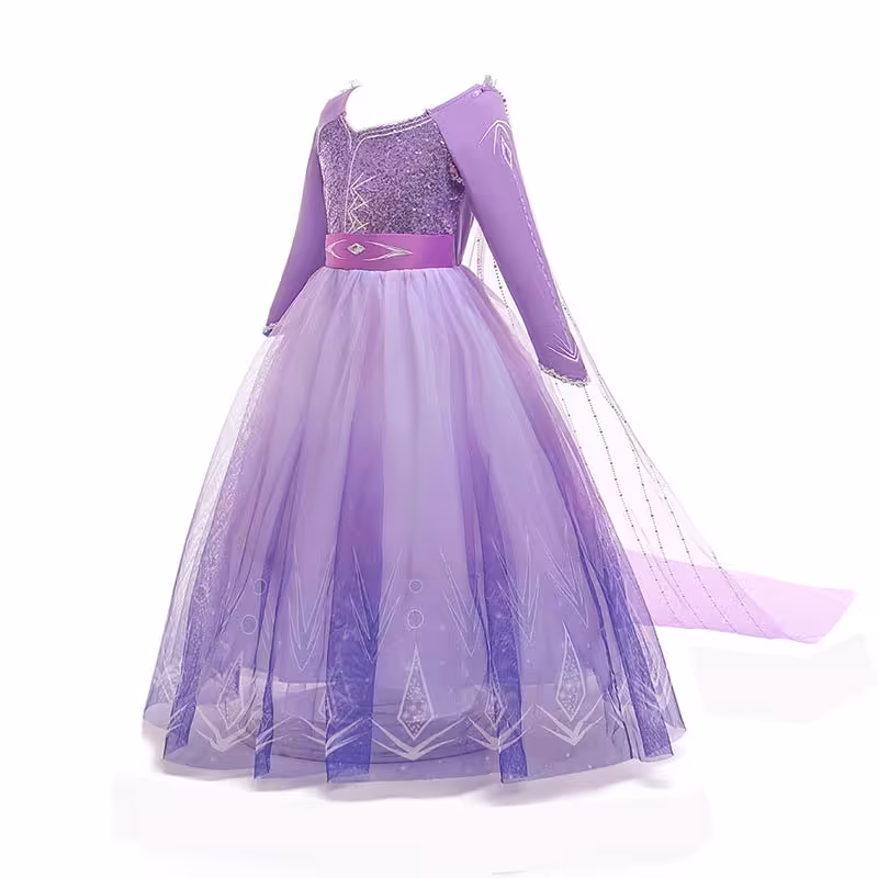 لباس پرنسس السا به همراه تاج  رنگ بنفش کد 111104