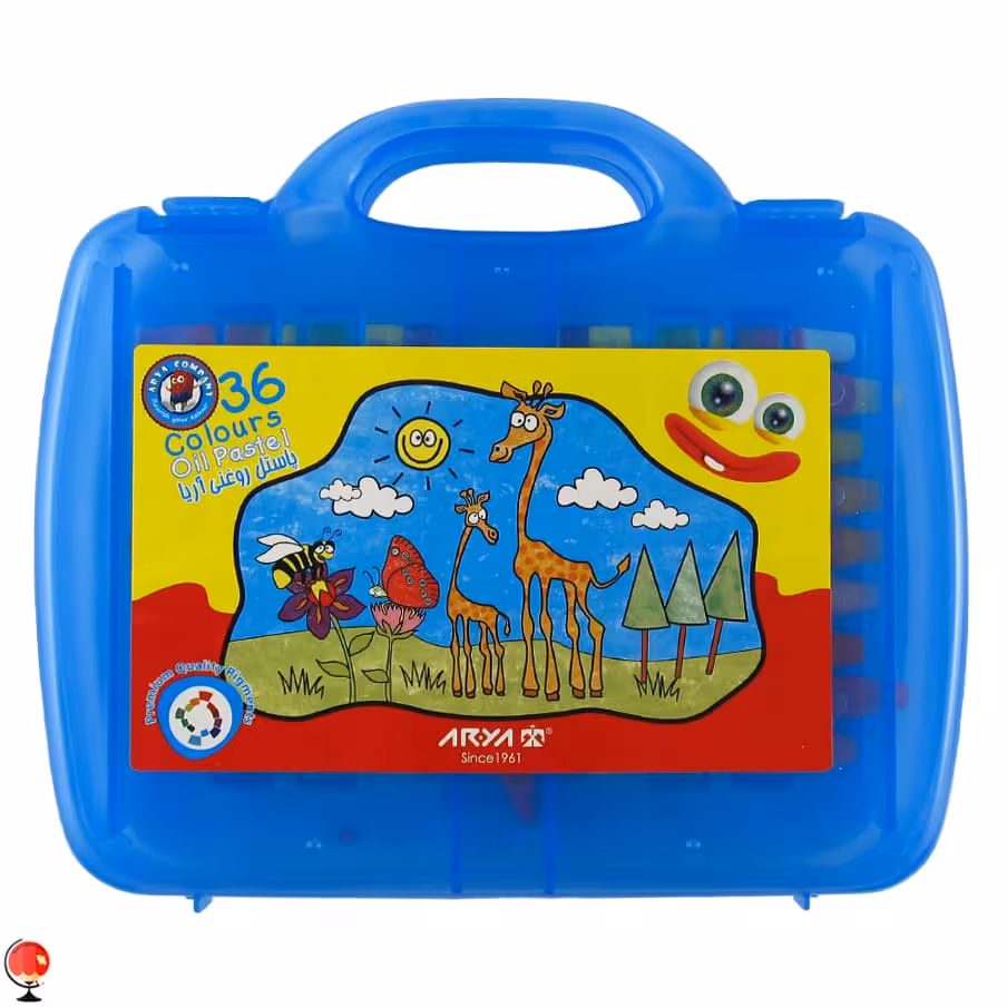 پاستل روغنی 36 رنگ جعبه طلقی آبی آریا