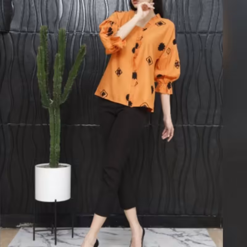 شومیز زنانه خامه دوزی یقه ژور 