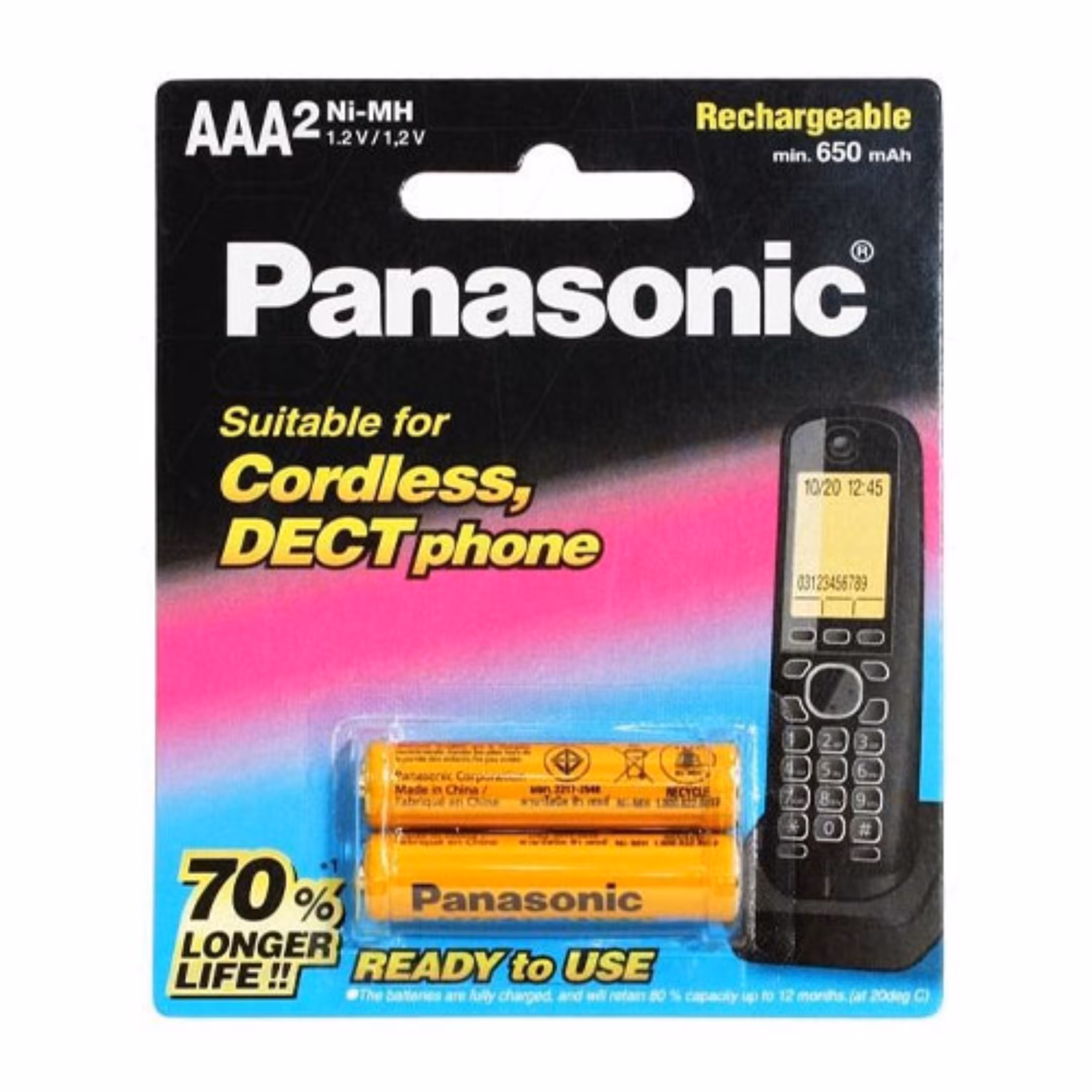 باتری نیم قلمی شارژی پاناسونیک مدل BK-4LDAW ظرفیت 650 میلی آمپر ساعت