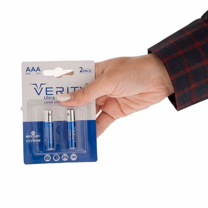 باتری نیم قلمی وریتی مدل  Ultra Alkaline بسته دو عددی