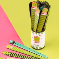 خط کش  لیوانی در بسته های 33 عددی  با طرح کاکتوس و طرح میوه