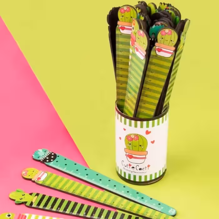 خط کش  لیوانی در بسته های 33 عددی  با طرح کاکتوس و طرح میوه