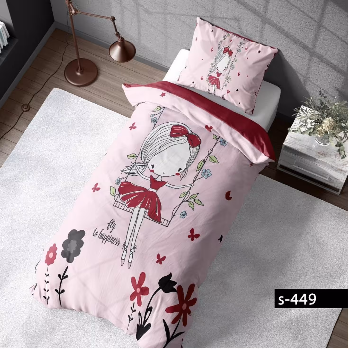 روتختی یک نفره دخترونه،دختر و تاب، سه بعدی،جنس میکروتترون ، مناسب کودک و نوجوان ،برای تخت90