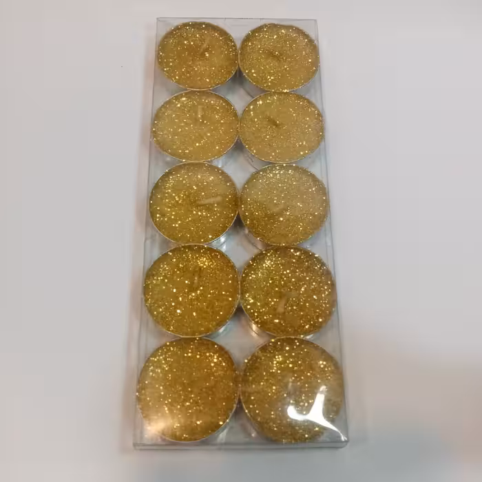 10 عدد شمع وارمر اکلیلی طلایی شاین براق گرد نسوز