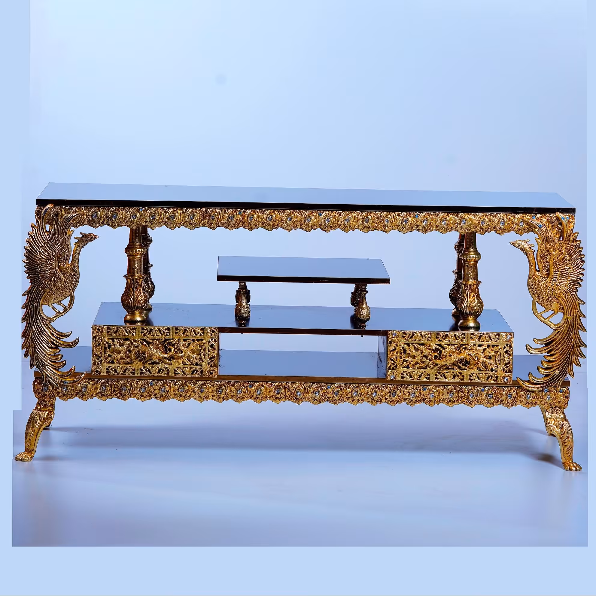 میز تلویزیون طرح برنز  مدل طاوس با دو کشو    - ارسال باربری و به صورت پس کرایه به سراسر  کشور