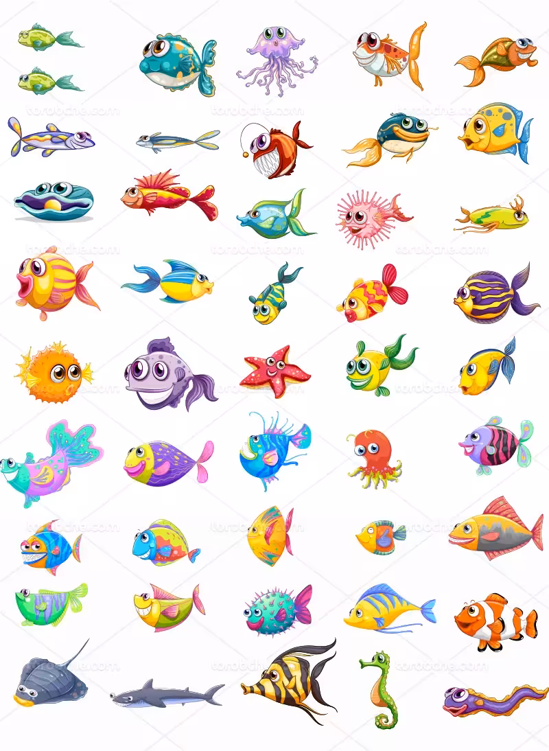 وکتور حیوانات آبزی | گرافیک با طعم تربچه