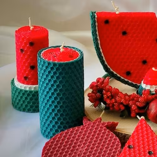 شمع استوانه یلدایی موم عسلی