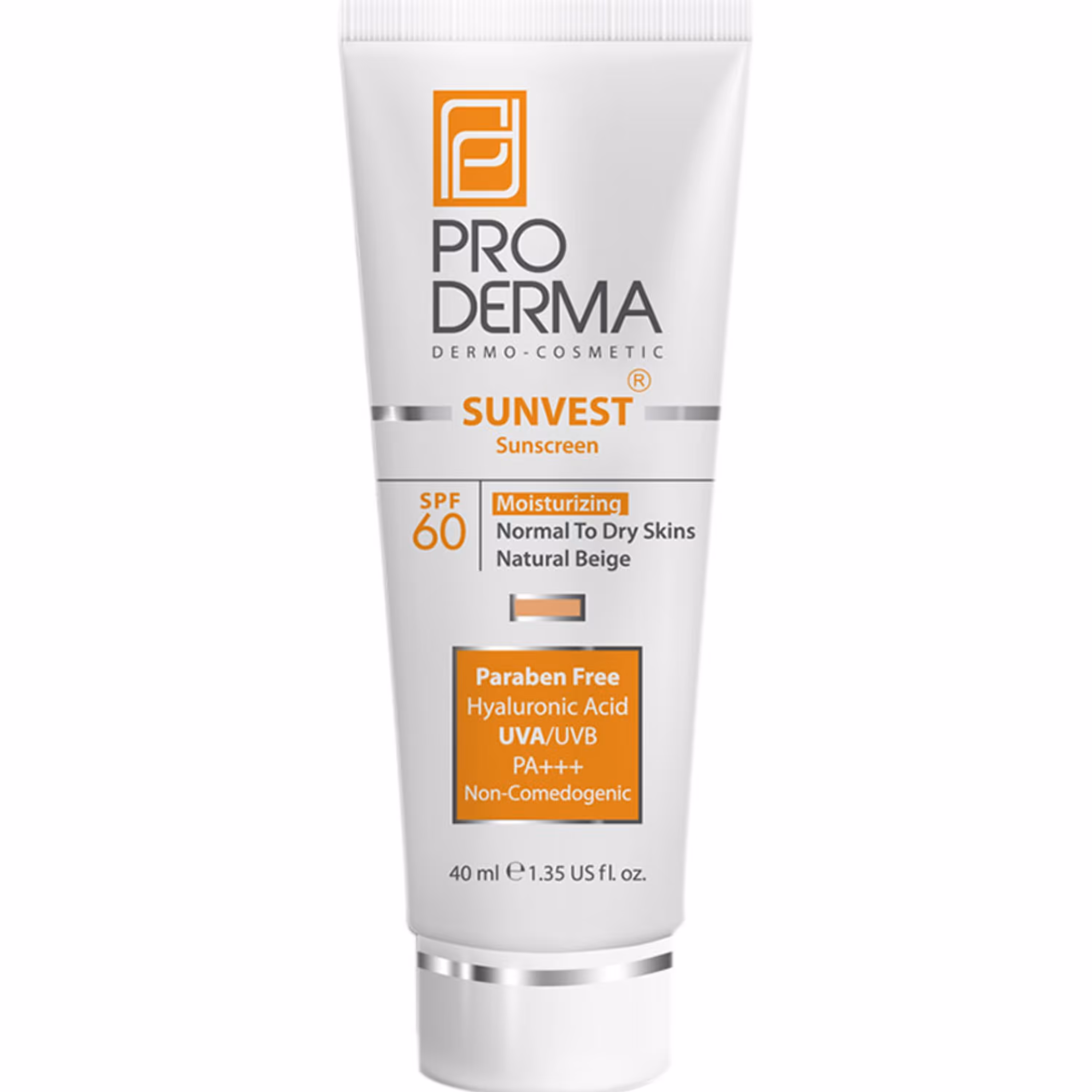 ضد آفتاب و مرطوب کننده  پرودرما  بژ طبیعی SPF60 حجم 40 میل