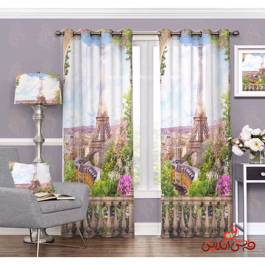 پرده طرح منظره برج ایفل کد 3364