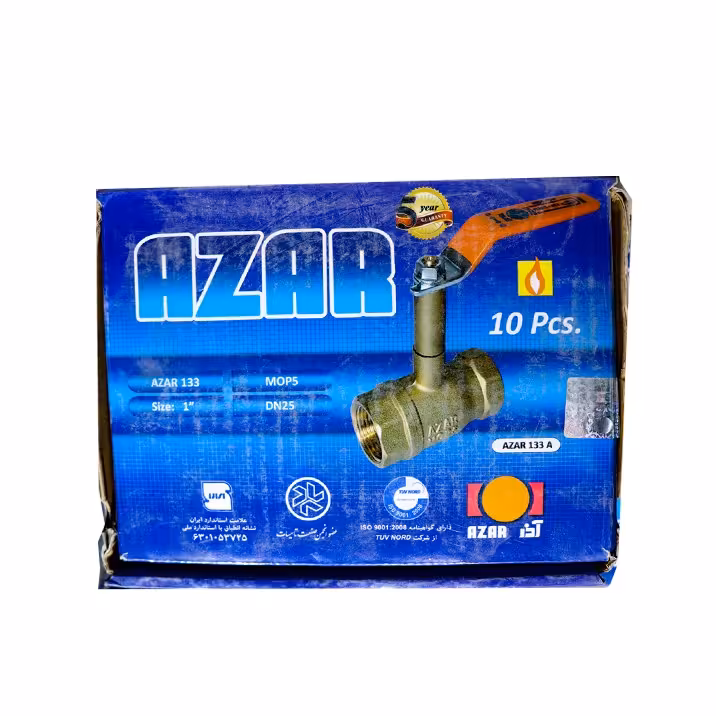 شیر گازی ساق بلند آذران کد133 سایز 1 کارتن 36 عددی