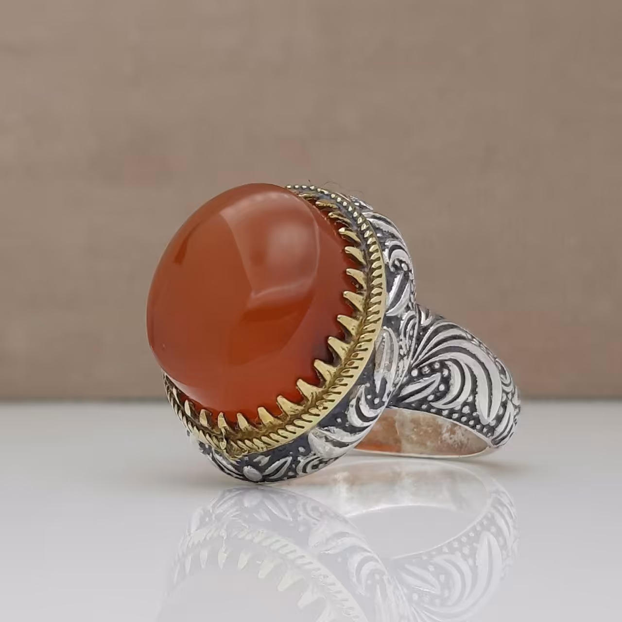 انگشتر نقره مردانه عقیق یمن اصل کد 29