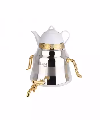 کتری استیل و قوری چینی ( براق طلایی ) برند ام جی اس MGS کد کالا K41015