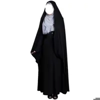 چادر مشکی دوخته اماده مدل قجری حسنا یا کمری با جنس کرپ و کن کن