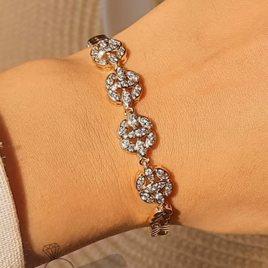 دستبند فول نگین جواهری استیل با نگین‌های اصل