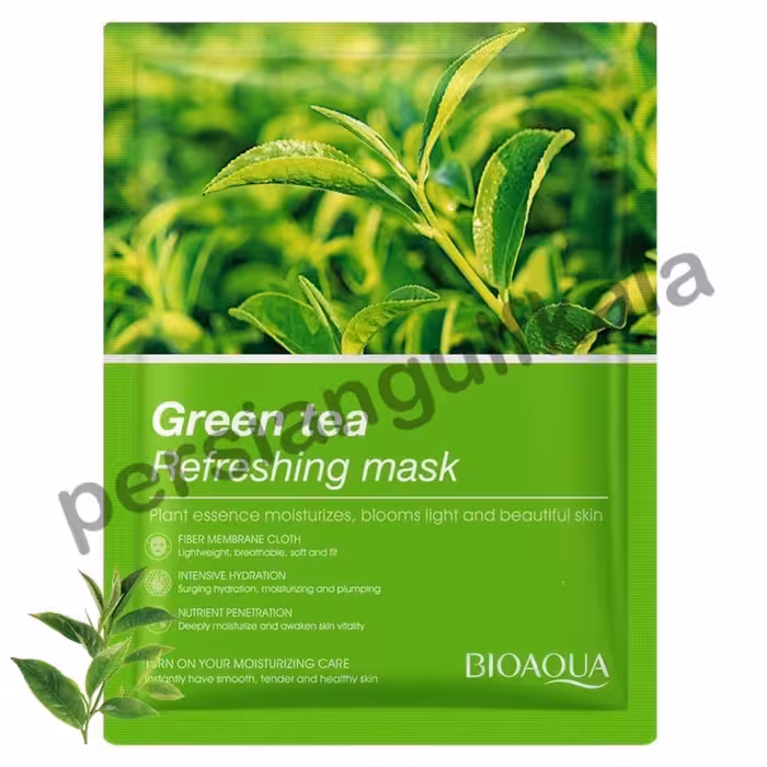 ماسک ورقه ای صورت عصاره گیاه چای سبز برند BIOAQUA بیوآکوا  - 25 گرم