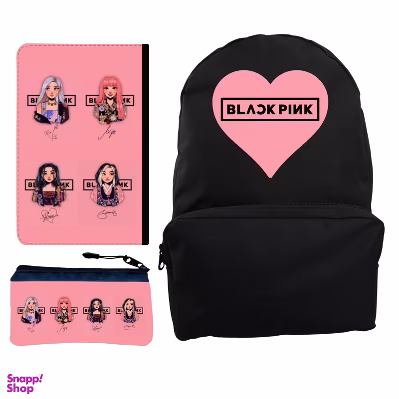 کوله پشتی مدل گروه موسیقی black pink کد KP-201 به همراه کلاسور و جامدادی