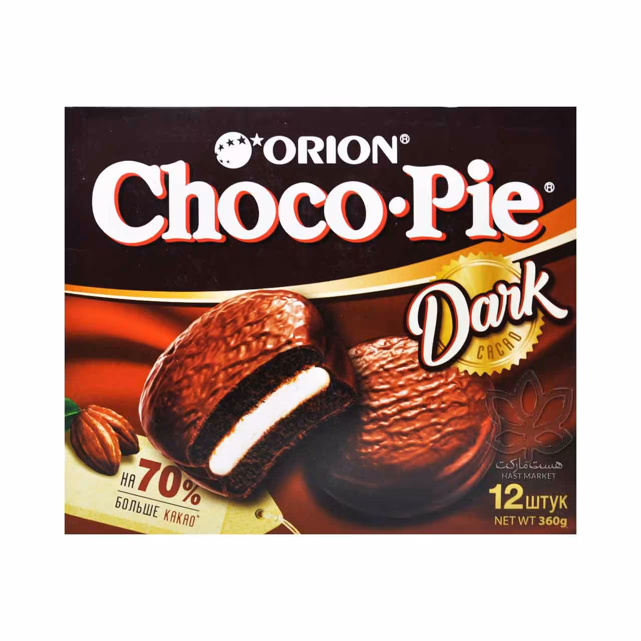 پک 12 تایی کیک والس شکلات تلخ 70 درصد شوکو پای - choco pie