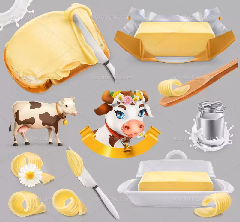 وکتور کره و لبنیات | گرافیک با طعم تربچه