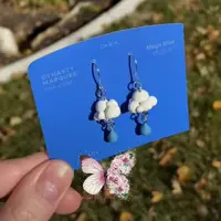 گوشواره فانتزی دخترانه طرح ابر هایترند و خاص با قطره های آبی بارانی،قابل سفارش به صورت ست و گردنبند 