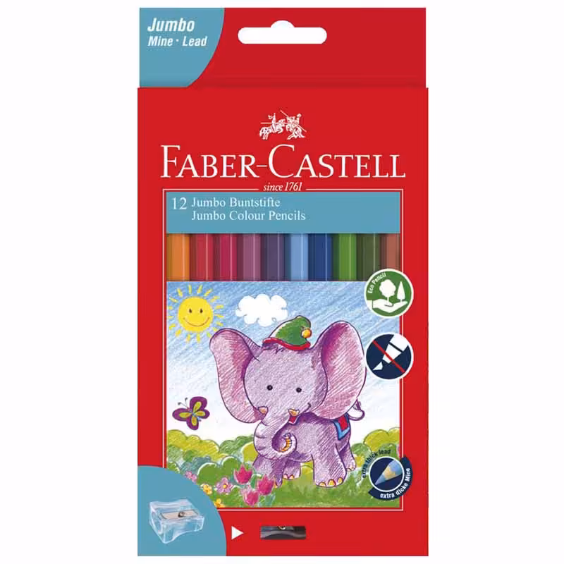 مداد رنگی 12 رنگ فابر کاستل مدل جامبو کد 150181