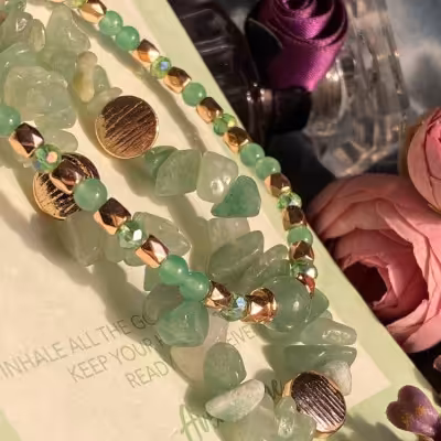 دستبند با سنگ سنگ طبیعی سبز