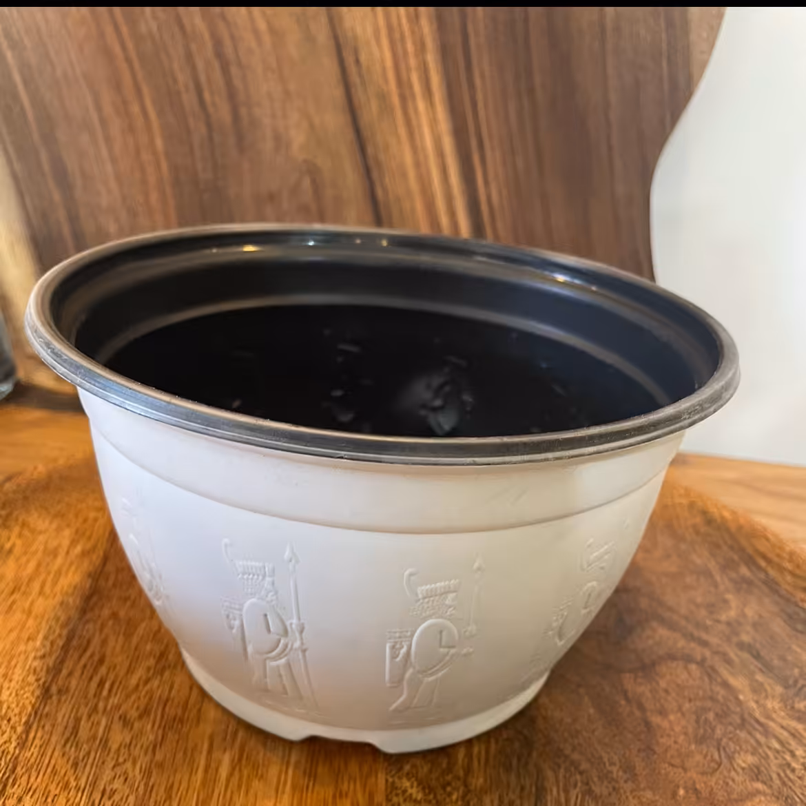 گلدان پلاستیکی ژله ای سایز 19 آویز سفید طرح دار