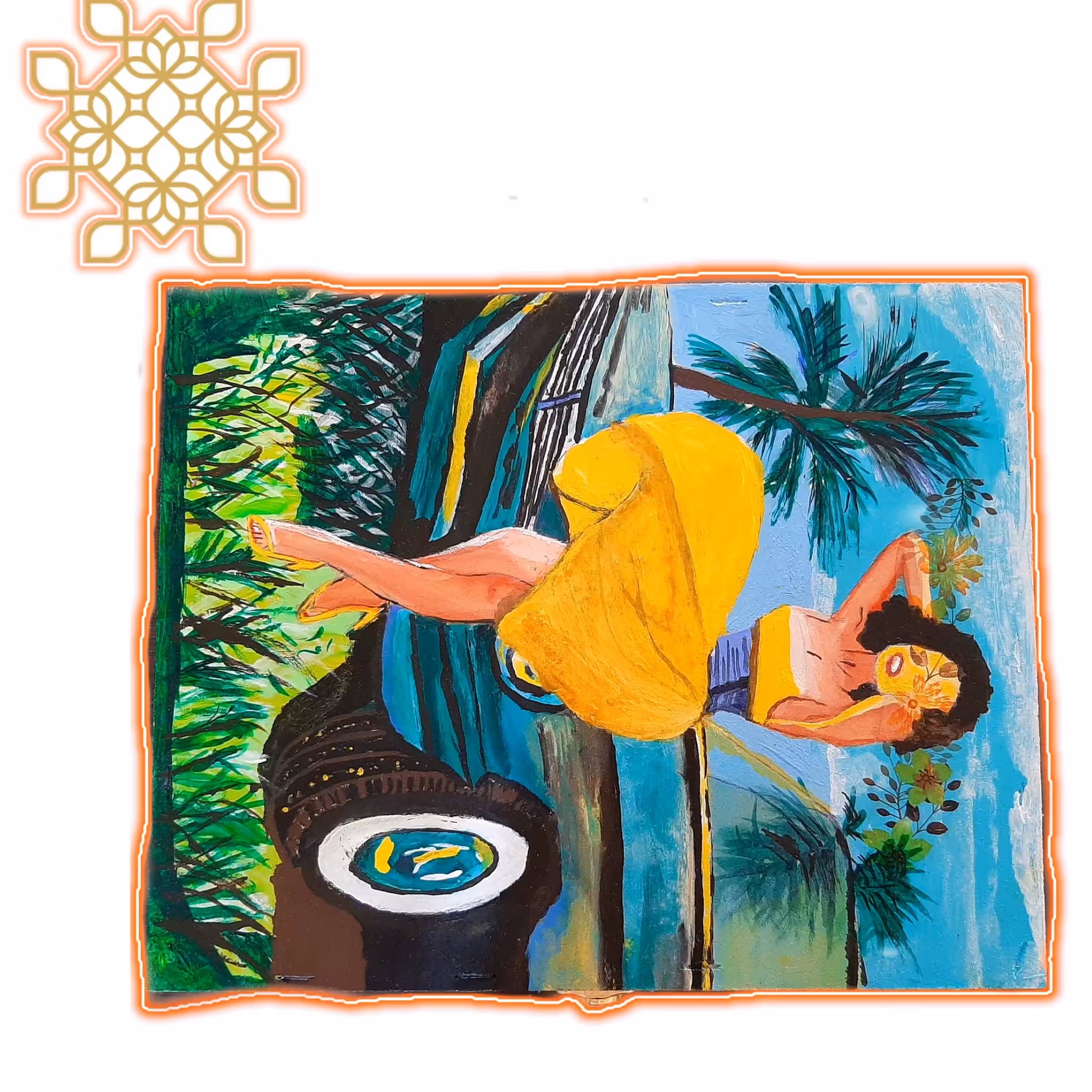 جعبه ام دی اف با نقاشی دستی آکریلیک