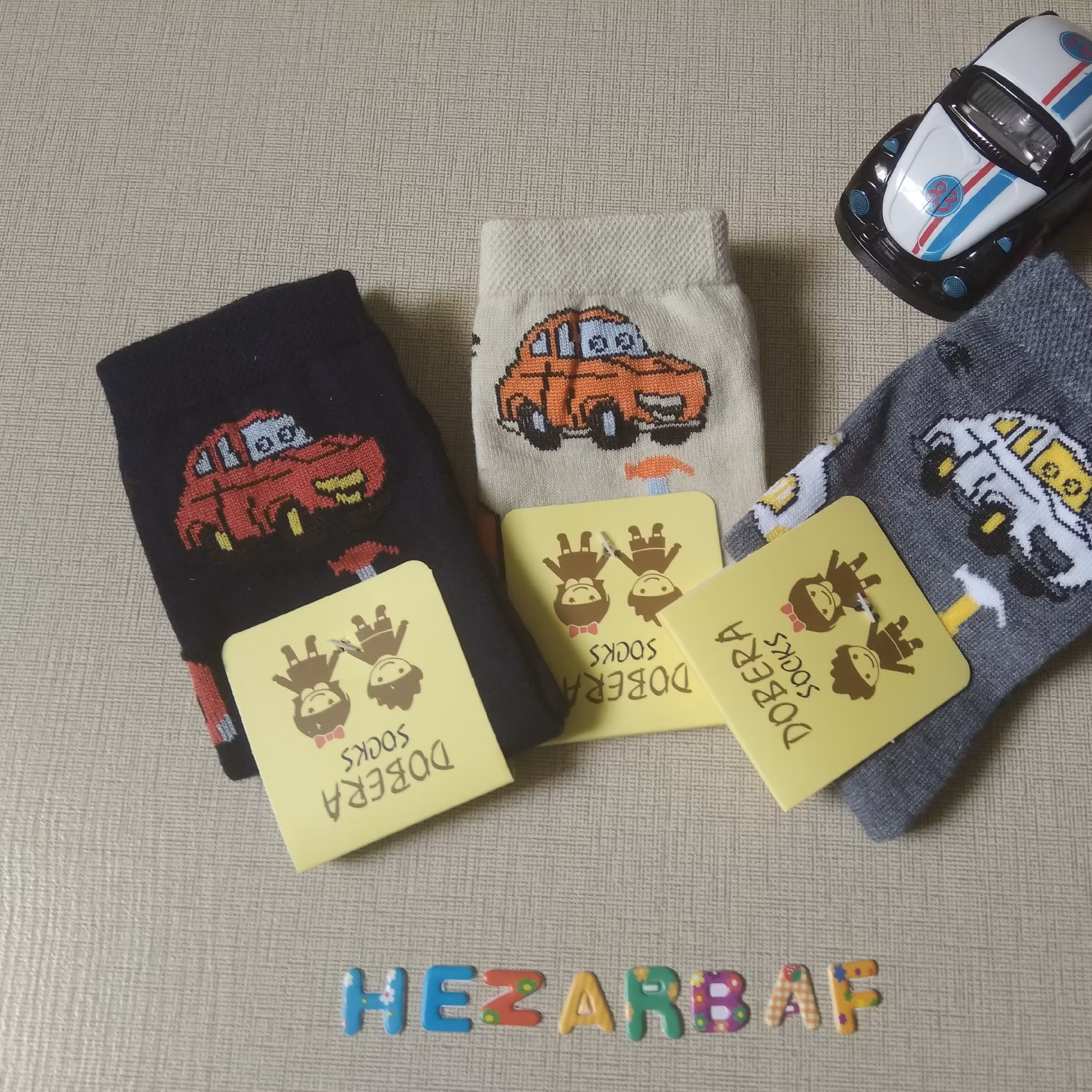 جوراب پسرانه طرح ماشین