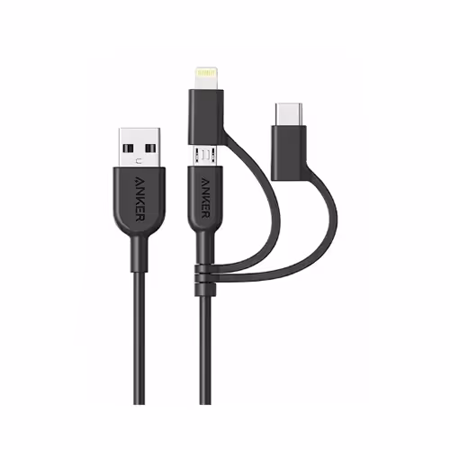 قیمت و خرید کابل 1 به 3 USB به Type-C، Lightning و micro-USB انکر